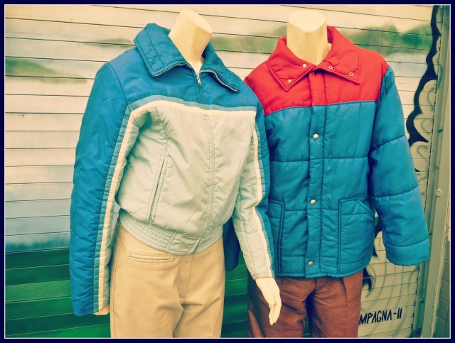 ladies med SKYR nylon ski  jacket $29... mens medium Weather Jack by ELY ski jacket $24 ... At Lula B's East